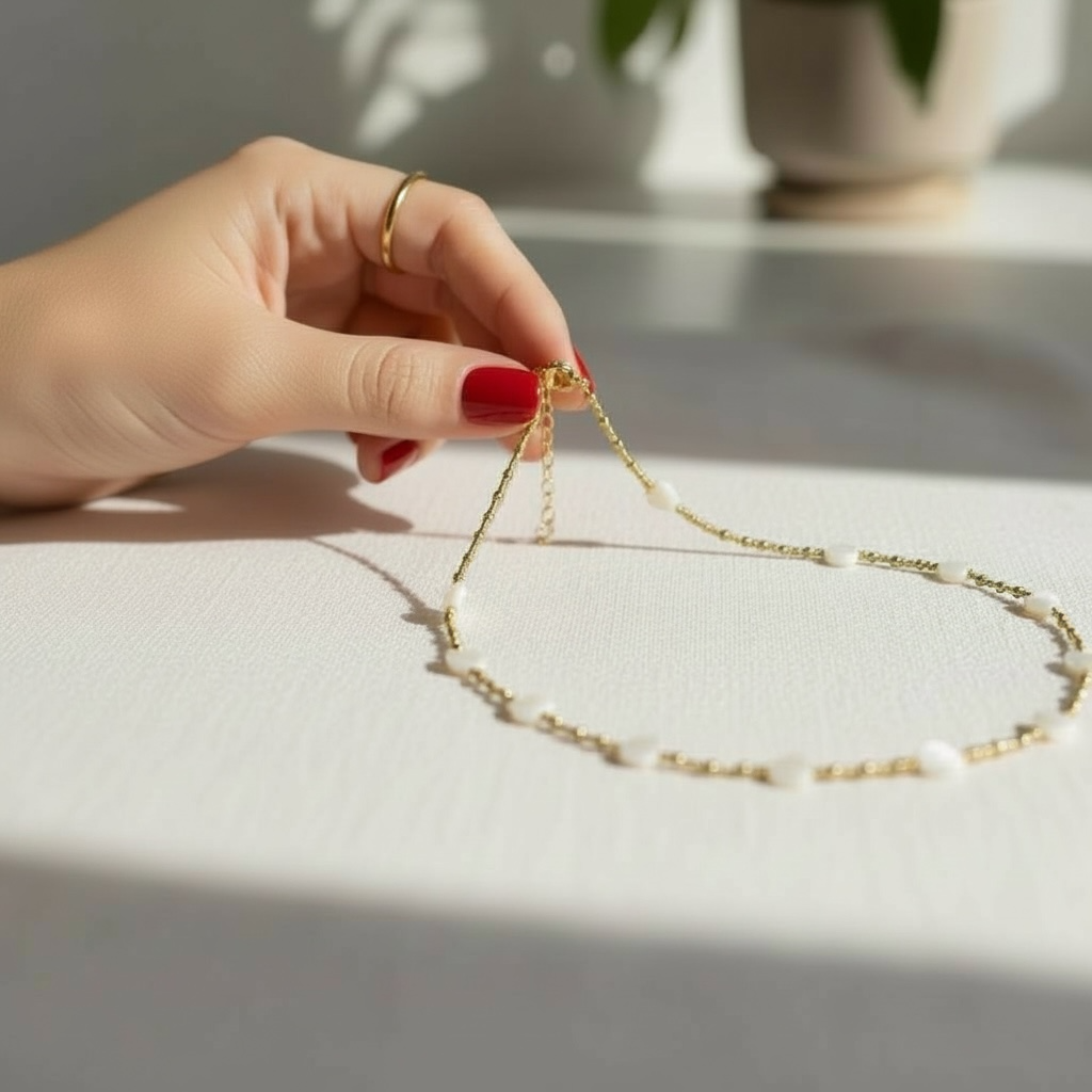 Collier cœur nacré