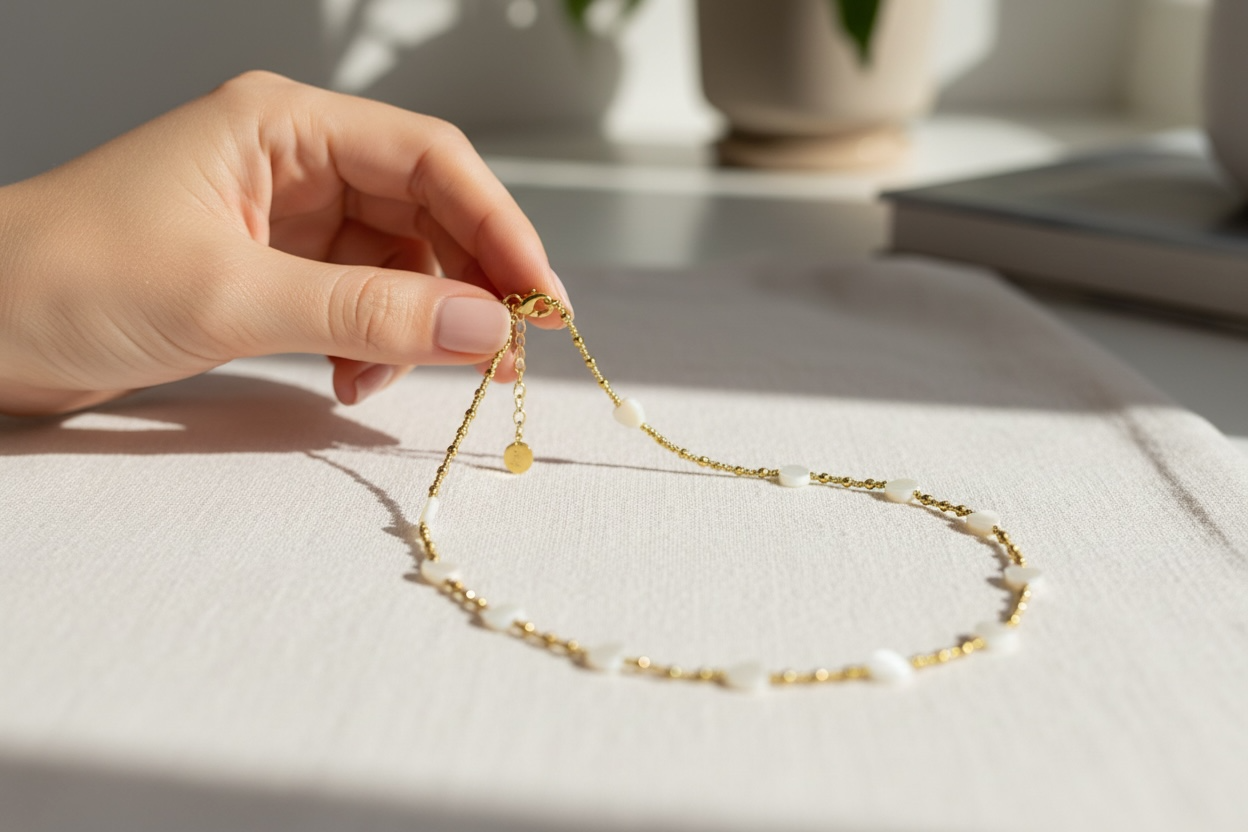 Collier cœur nacré