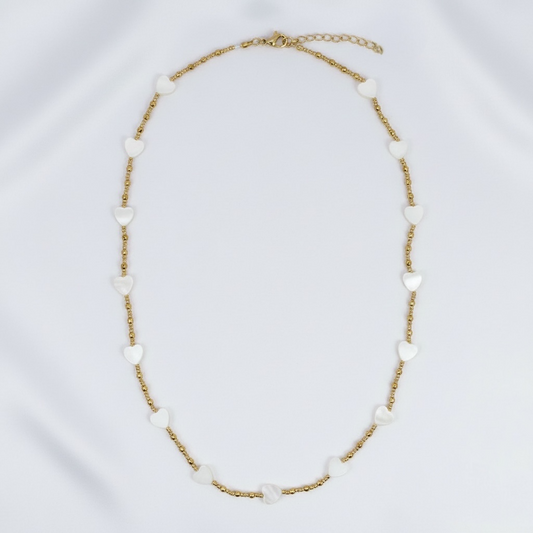 Collier cœur nacré